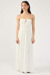 White Diletta Shirred Midi Dress